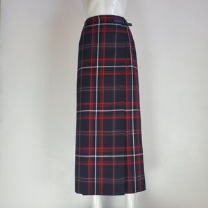 Vintage Charter Club Black Red Plaid Wool Wrap Skirt